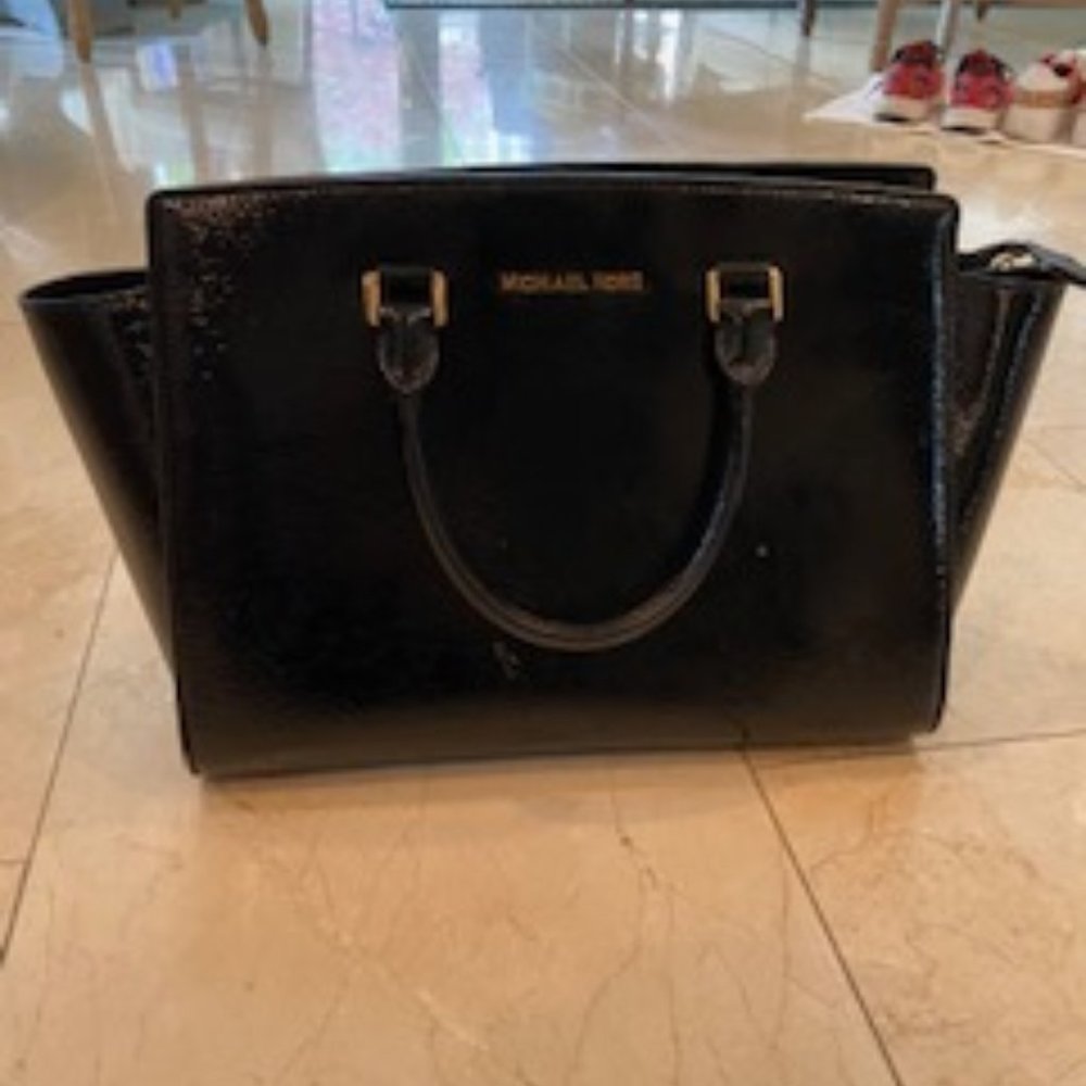 Black Leather Michael Kors Handbag